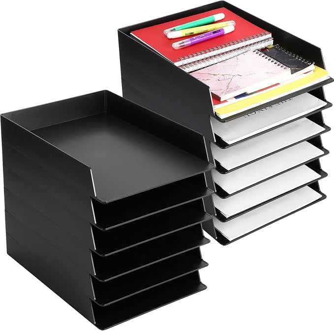 Wenqik 12 Pcs Stackable Paper Trays Rectangular Plastic Desk Holder Desktop by Wenqik