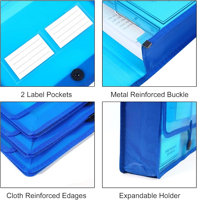 Plastic Expanding File Folders, 5 Pack Expandable Folder, No Dividers, Two - Image 3