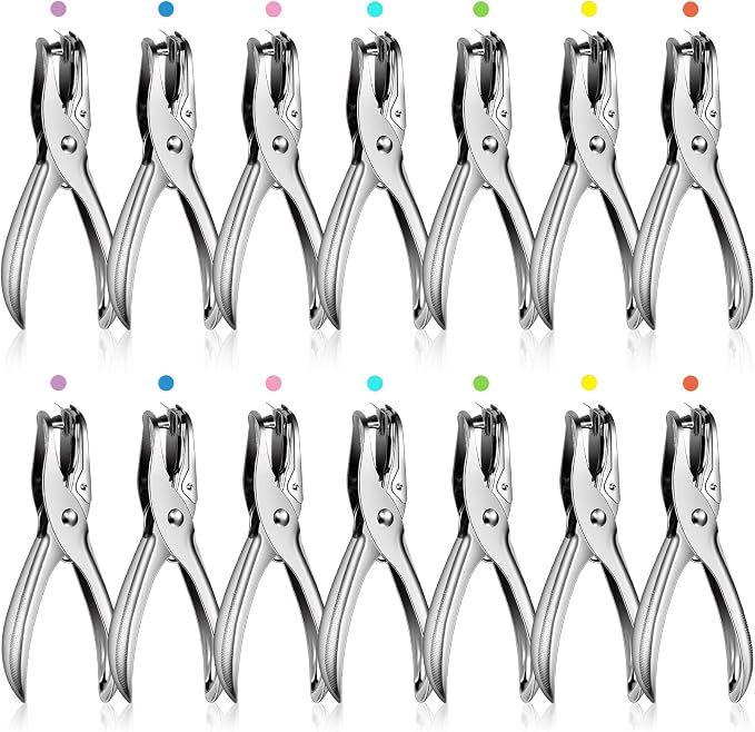 50 Pack 1 Hole Punch 1/4 Inch Single Hole Puncher Bulk Metal 5 Sheet Capacity by Lanties