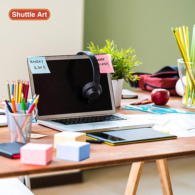 Sticky Notes, Shuttle Art 9 Bright Colors Stickies, 9 Pads 630 Sheets Total, 3x3 Inches Self-Stick Pads for Home, School, Office-DeskLoop Office