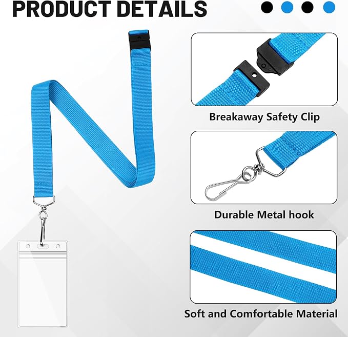 48-Pack Sky Blue Breakaway Lanyards - Image 4
