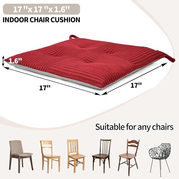 Office Stacking Chair Cushions 4 Pack, Corduroy High Density Foam Kitchen Seat - Image 4