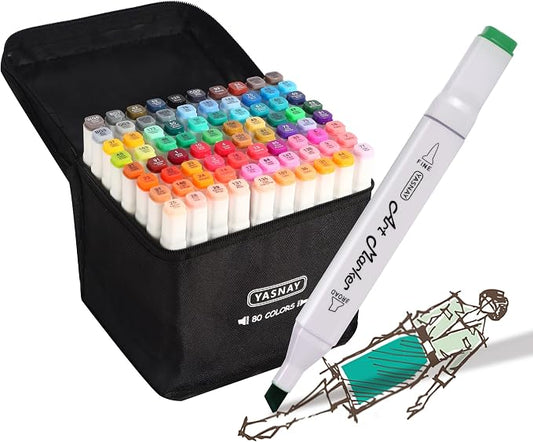 YASNAY Alcohol Markers, 80 Colors Dual Tip Art Marker, Drawing Markers by YASNAY