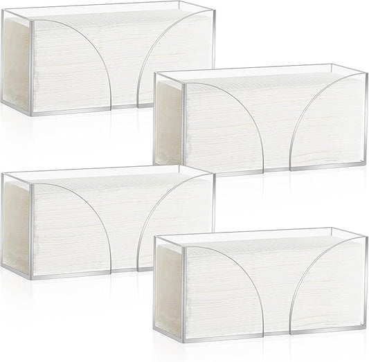 4Pack Clear Paper Towel Dispenser Countertop Acrylic Paper Towel Holder for Bathroom Folded Paper Towel Dispenser Clear Trifold Napkin Holder for Z-fold, C-fold, MultiFold Trifold-DeskLoop Office