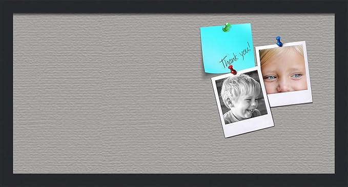 PinPix 24x12 Inch Cork Bulletin Board. This Decorative Framed Pin Board Comes with Dark Stone Design and a Satin Black Frame. Ideal for Home Office Decor or Message Board (PinPix-1808)-DeskLoop Office