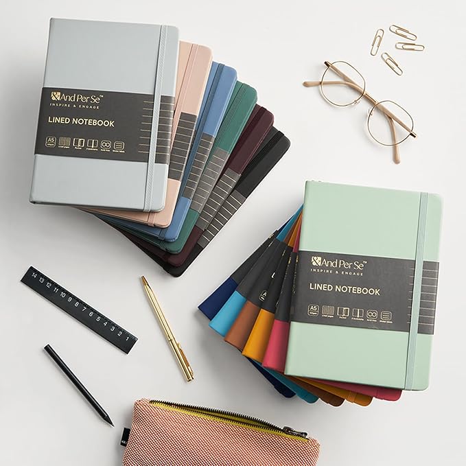 &And Per Se 10-Pack Lined Notebooks, A5 Hardcover, 160 Pages 100gsm Thick Paper - Image 7