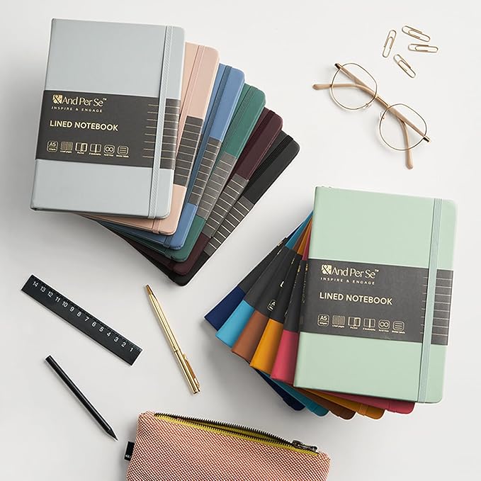 &And Per Se Lined Notebooks Bulk 5-Pack, A5 Hardcover Journal, 160 Pages 100gsm - Image 7