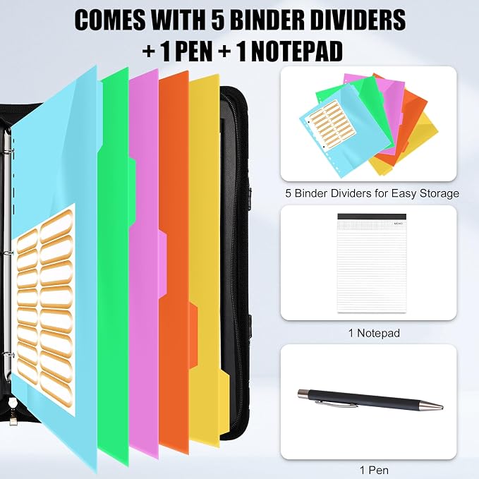Portfolio Binder 3 Ring Includes Pen and 5 Dividers - Image 3