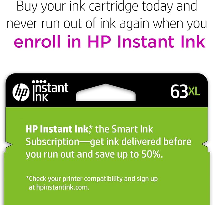 HP 63XL Tri-color High-yield Ink Cartridge | Works with Printer Series: DeskJet 1112, 2130, 3630; ENVY 4510, 4520; OfficeJet 3830, 4650, 5200 | Eligible for Instant Ink | F6U63AN-DeskLoop Office