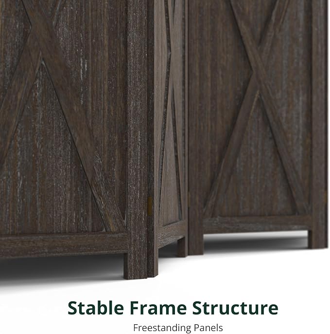 Cozy Castle Wood Room Divider, 6 Panels Folding Privacy Screen, 66.9'' Wall - Image 7