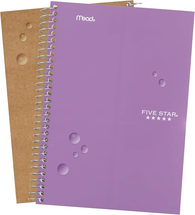Five Star Spiral Notebook, 2 Subject, College Ruled Paper, 80 Sheets, Amethyst - Image 5