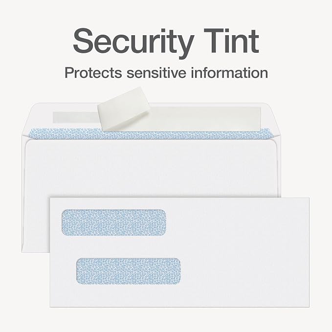 Columbian #8 Double-Window Self Seal Security Tint Envelopes, 24lb White Wove - Image 3
