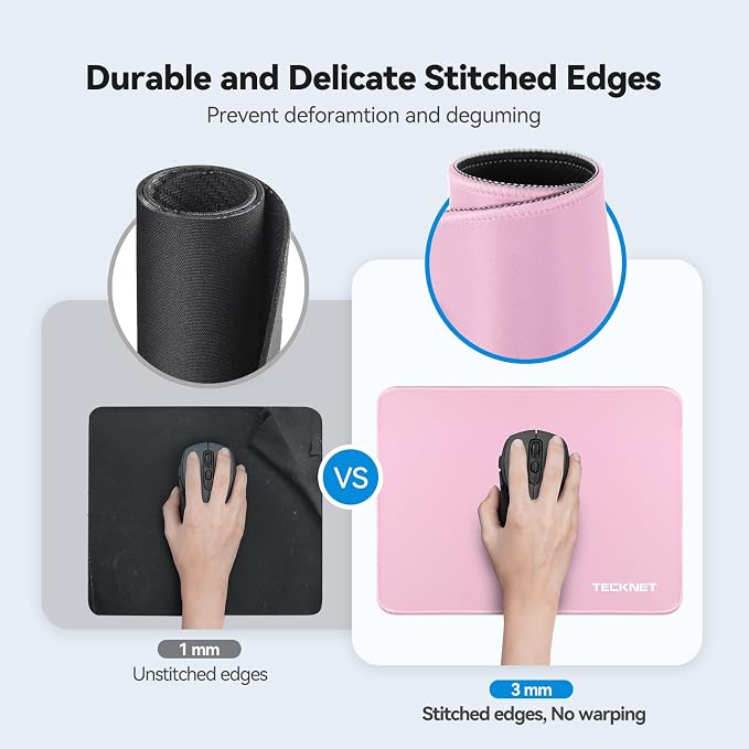 TECKNET Mouse Pad with Anti-fray Stitchin, Waterproof Surface & Non-Slip Rubber - Image 2