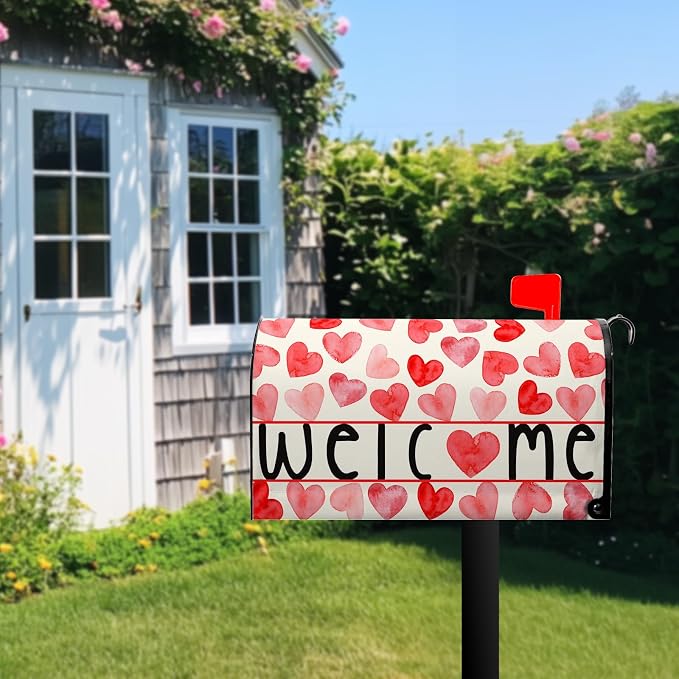 Welcome Valentines Mailbox Cover Magnetic Standard Size 21 x 18 Inch Valentine - Image 4