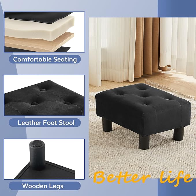 Small Foot Stool Ottoman, Velvet Footstool Ottoman Foot Rest - Image 5