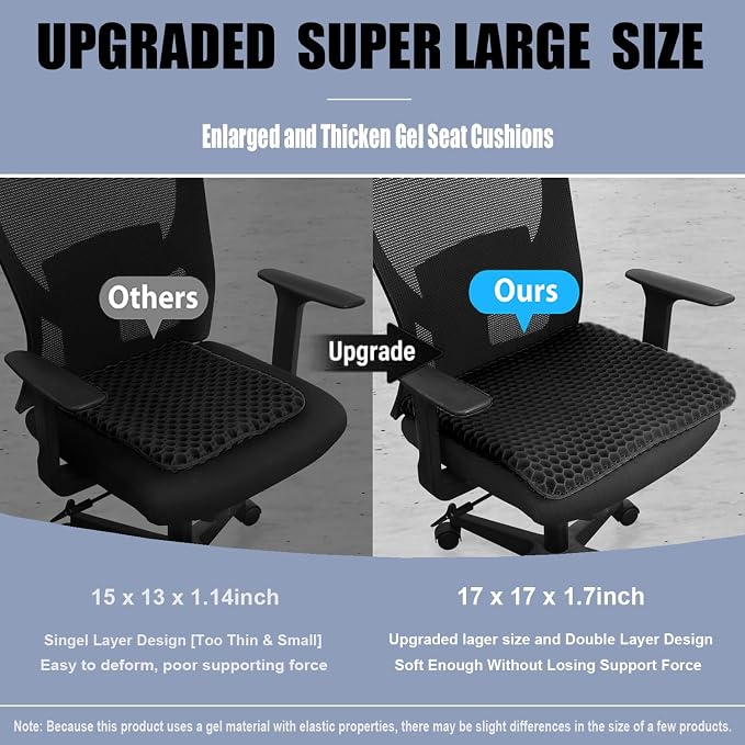 Gel Seat Cushion for Long Sitting Pressure Relief - Image 2