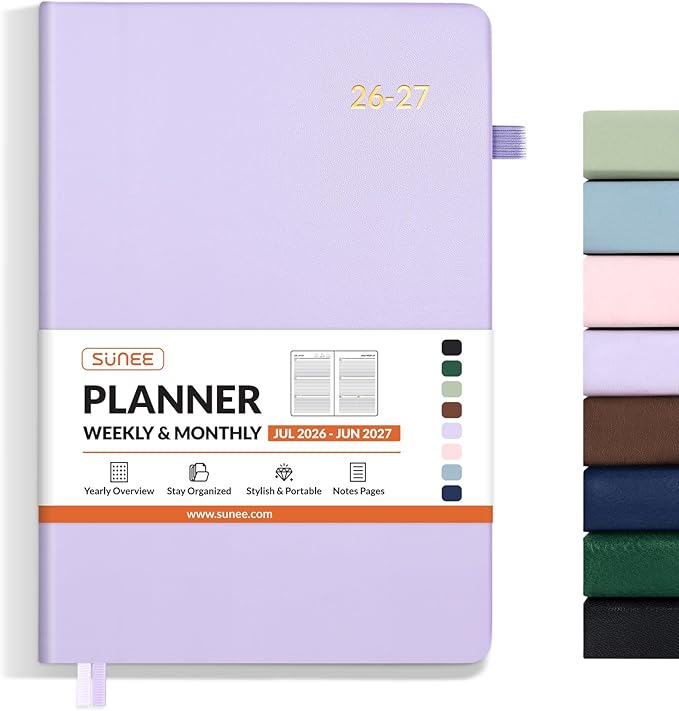 SUNEE 2026-2027 Weekly & Monthly Hardcover Planner 5.5" x 8.3" by SUNEE