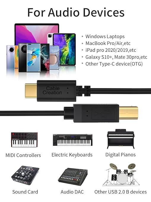 CableCreation USB B to USB C Printer Cable 6.6 FT/2Pack, USB-C to B Printer Cord - Image 6