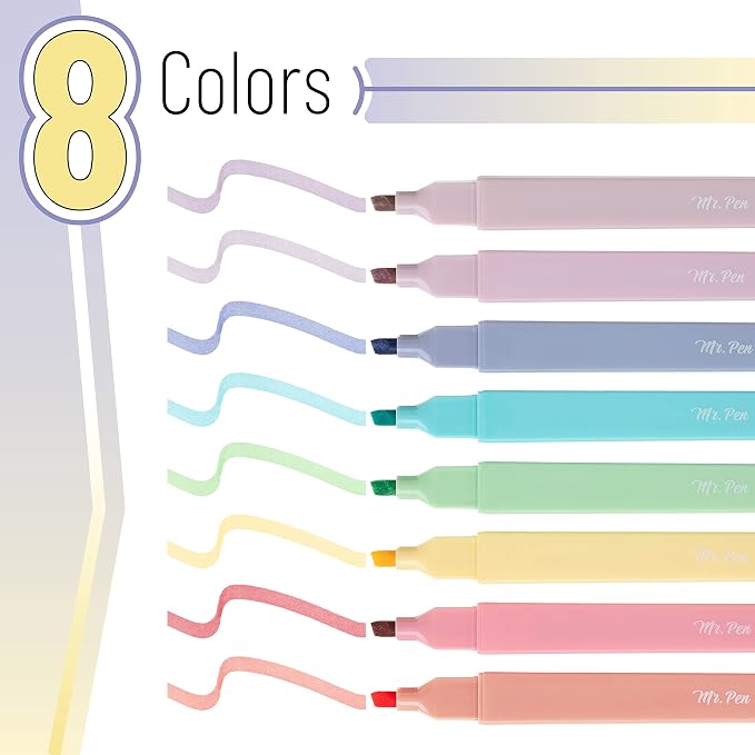 Mr. Pen- Aesthetic Highlighters No Bleed, 8 Pack, Candy Colors | Chisel Tip - Image 2