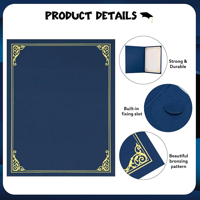 Certificate Holders, 12 Pack Navy Blue Diploma Holders - Image 3