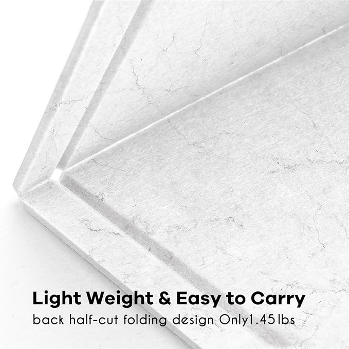 Bulletin Board, 36 x 24 inches Felt Board - Decorative Pin Board, Cork Board Alternative for Wall, 3' x 2' Foldable Picture Board Self-Adhesive Vision Board with 20 Pushpins - Marble White-DeskLoop Office