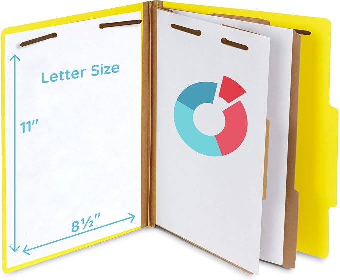 10 Yellow Classification Folders, 2 Divider, 2 Inch Expansions, Durable 2 - Image 2