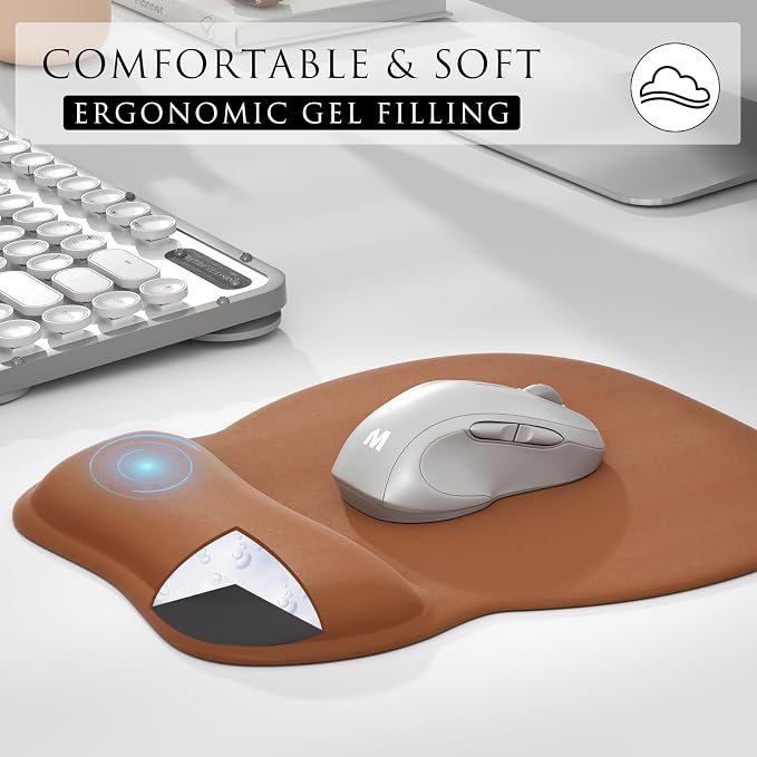 MROCO Ergonomic Mouse Pad with Gel Wrist Rest, 9.4 x 8.1 in, Coffee Brown | - Image 4