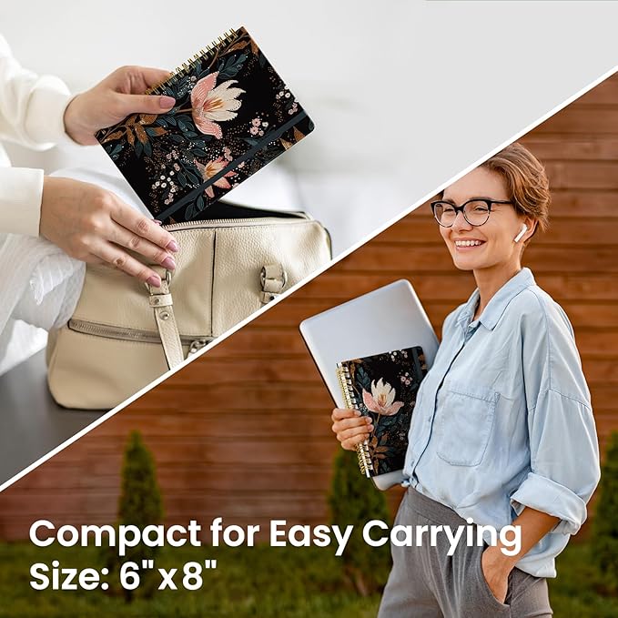 Lined Spiral Journal Notebook for Women, Cute A5 College Ruled Hardcover Notebook for Work & Note Taking, Aesthetic Pretty Journal for Writing, 140 Pages, Vintage Petals-DeskLoop Office