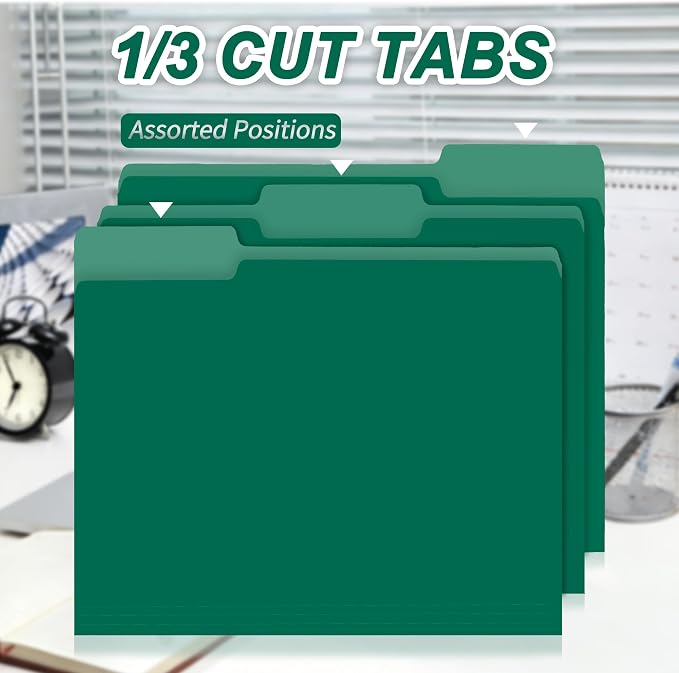 100 Packs File Folders, 1/3-Cut Tabs, File Folders Letter Size, 8.5x11 Inch - Image 3