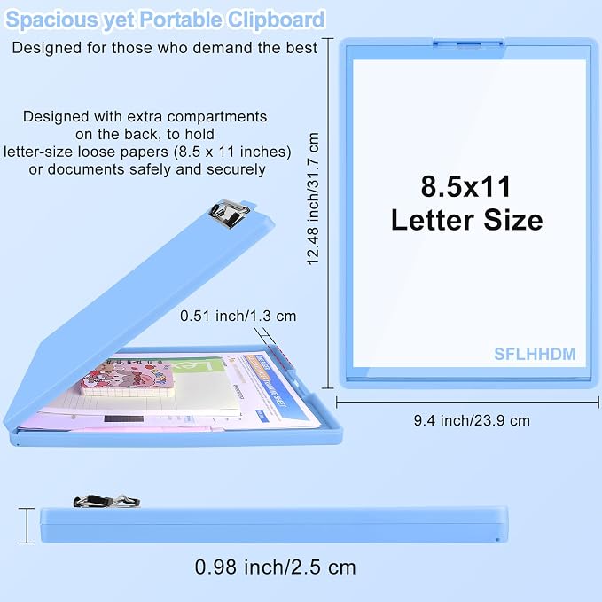 SFLHHDM Clipboard with Storage, Heavy Duty Clip Boards 8.5x11 with 2 Storage - Image 2