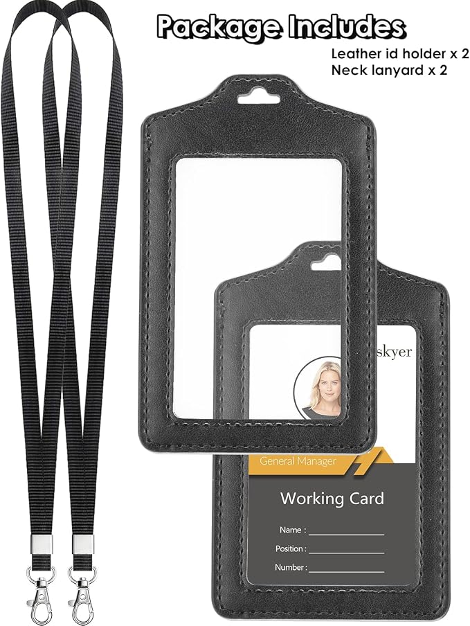 Teskyer 2 Pack Double Sided Clear Badge Holder - Image 8