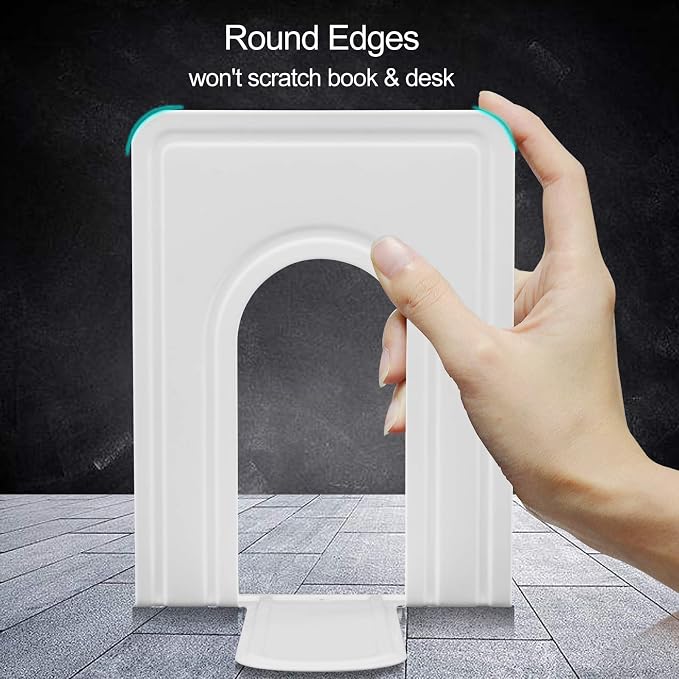 HappyHapi Book Ends, Non-Skid Metal Bookend Supports - Image 4