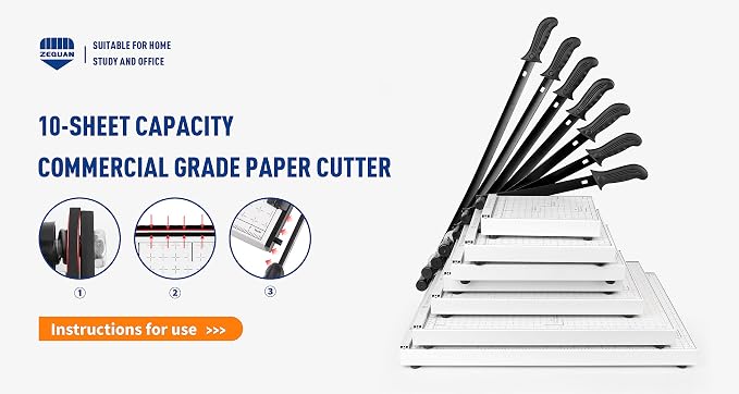 ZEQUAN B4 15" Heavy Duty Paper Cutter, Metal Base, Safety Lock - Image 7