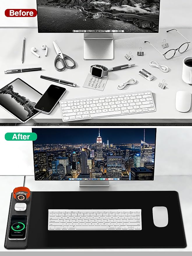 Mouse Pad with Magnetic Wireless Charging, Large Desk Mat, Non-Slip Mouse Mat - Image 7