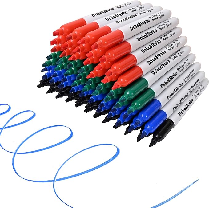 Dabo&Shobo White Board Markers-72 Pcs 4 Color Fine Tip Whiteboard Markers，Perfect for Writing on Whiteboard Mirrors Glass for School Office Home…-DeskLoop Office