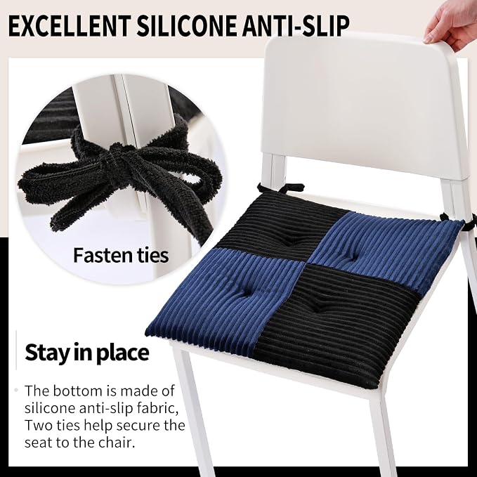 Office Stacking Chair Cushions 4 Pack, Corduroy High Density Foam Kitchen Seat - Image 5