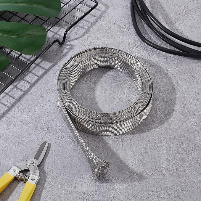UNICRAFTALE 1" Wide Stainless Steel Braided Sleeving Braid Cable Wire Shielding - Image 2