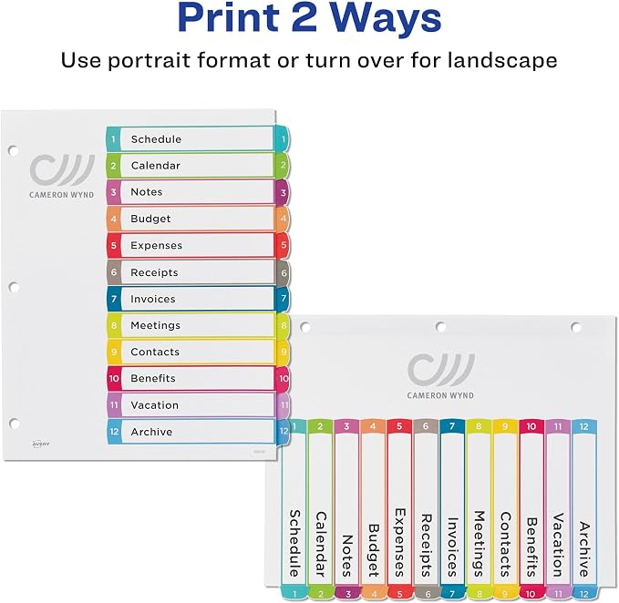 Avery Dividers for 3 Ring Binders, 12 Tabs per Set, Customizable Table of - Image 3