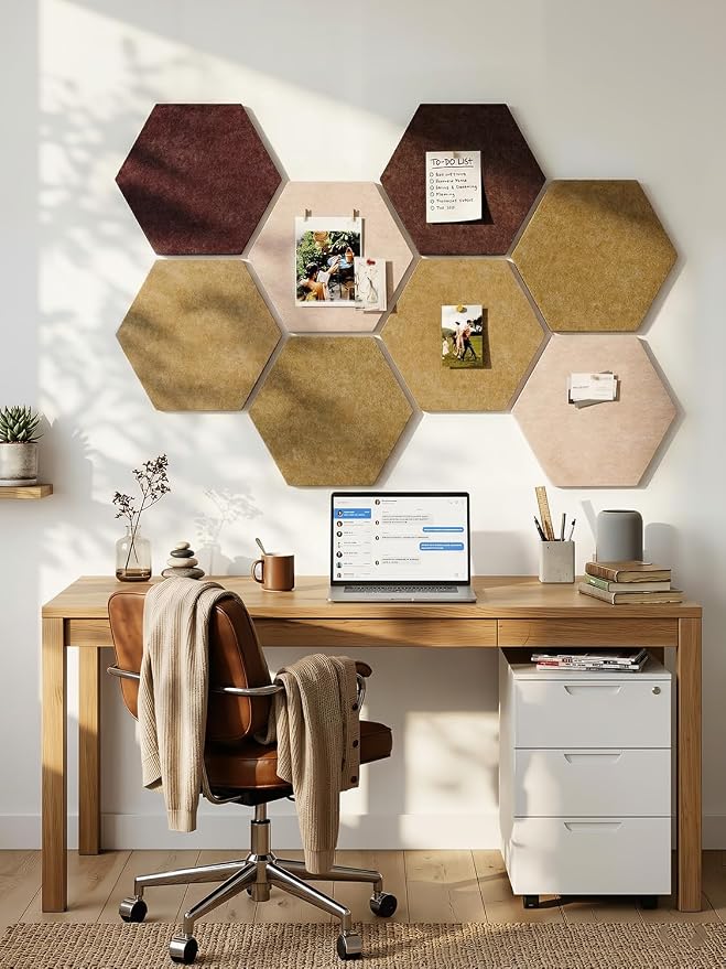 8 Pack Hexagon Felt Bulletin Board Tiles - Image 9