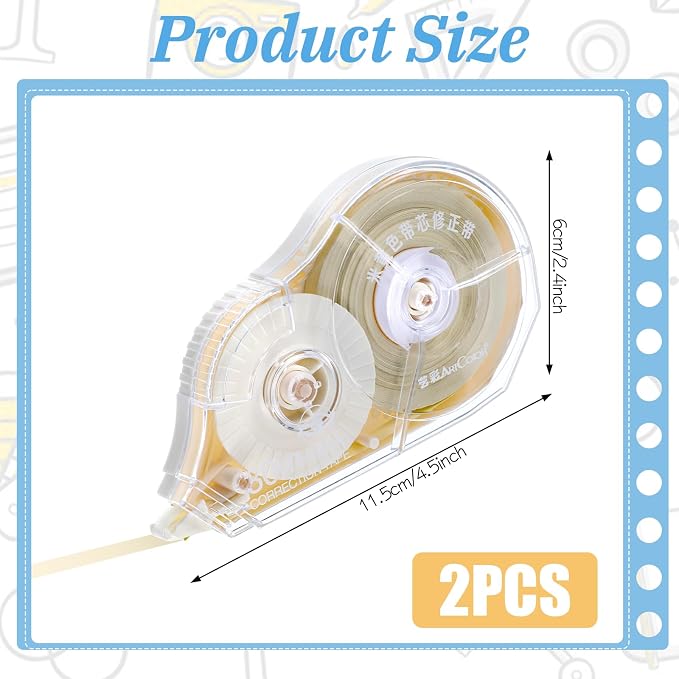 100 Ft Long Correction Tape, Tear-Resistant Beige Correction Tape Smooth Glide - Image 2