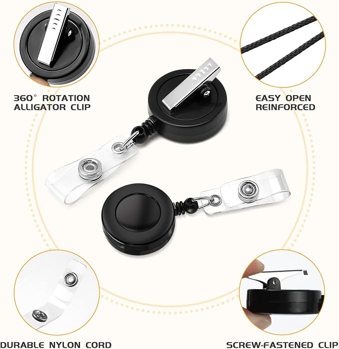 25 Pack Badge Reels Retractable - Image 2