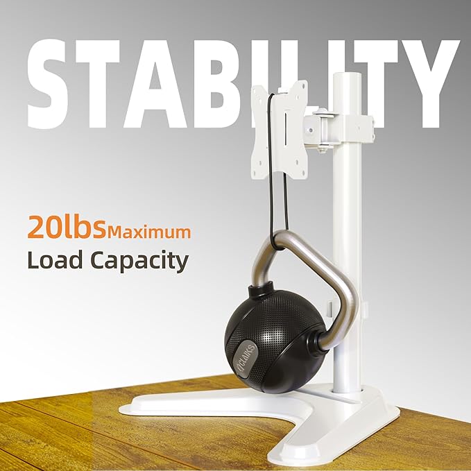 Claiks Monitor Mount, Ergonomic Adjustable Monitor Stand for Max 32 inch Screens, Adjustable Stand up to 20 lbs, VESA Mounting Holes 75&100mm, White-DeskLoop Office