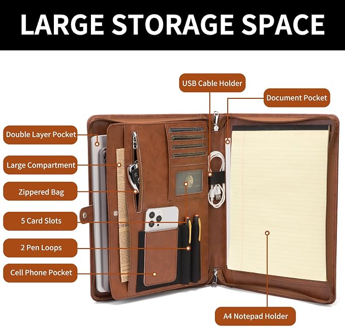 Geslun Personalized Vegan Leather Portfolio, Legal Size 8.5 x 14 Pad Holder - Image 7