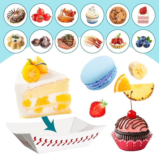 100 Pack 1/2Lb Paper Food Boat Trays, Baseball Birthday Decorations Baseball - Image 6