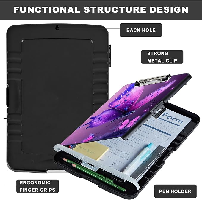 Clipboard with Storage, Heavy Duty Plastic Storage Clipboard with Low Profile - Image 6
