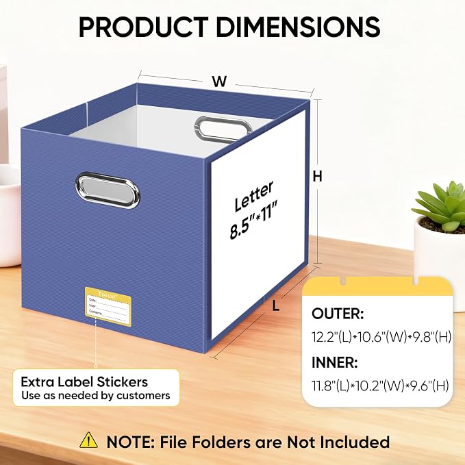 BALEINE File Organizer Box, Cardboard File Folder Organizer - Image 3