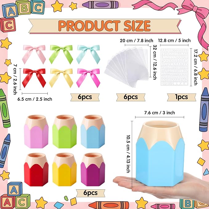 6 Set Pencil Shaped Pen Holders Gift Set - Image 2