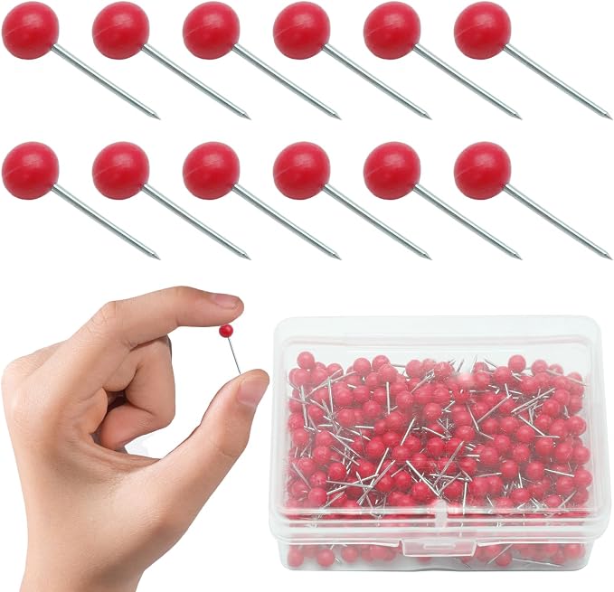500Pcs Red Map Pins, 1/8 Inch Map Tacks, Round Ball Head Map Push Pins - Image 7