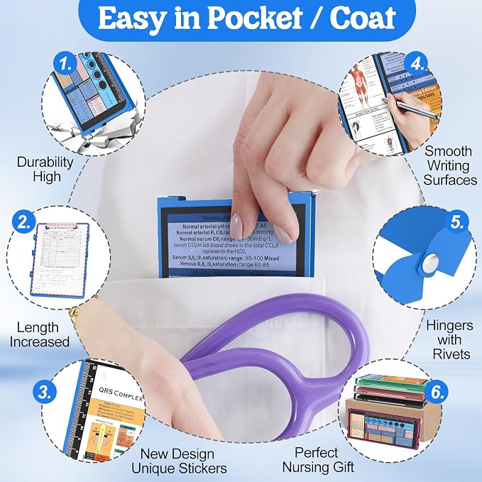 Nursing Clipboard Foldable, Quad-Fold Aluminum, Pocket Size, Metal Pen Clip - Image 3