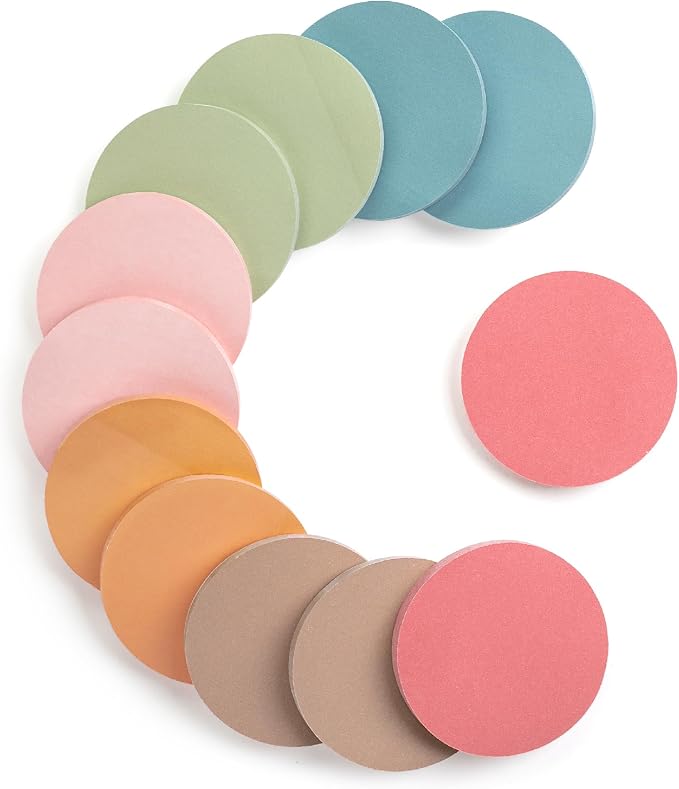 Mr. Pen- Round Sticky Notes, 2.8" Diameter, 12 Pads, 720 Sheets, Colorful | by MrPen